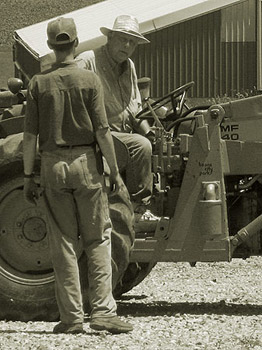 Daniel and Great-uncle Dave, talking tractors