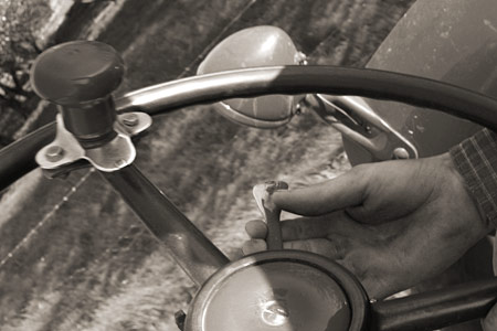 Work-worn farmer-hands