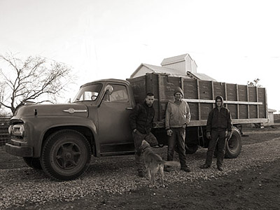 Joseph, Steve, and Daniel with Joseph's vintage Ford F-750