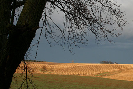 A storm blowing past to the north