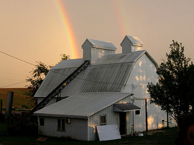 Rainbow and corncrib