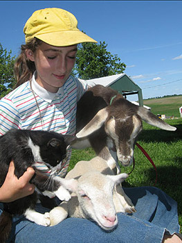 Rachel with her pets