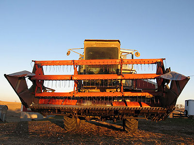 Front view of the combine