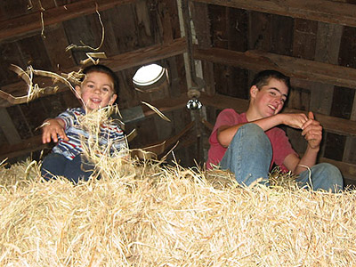 Fun in the hay with cousins